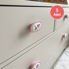 Eym 5 Adet Tomurcuk Porselen Mobilya Düğme Kulp Pembe Gül