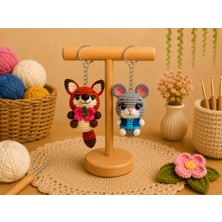 Morey Amigurumi Örgü Anahtarlık - El Emeği Çanta Aksesuarı ve Hediyelik Figür Nick ve Judy