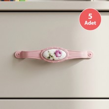 Eym 5 Adet Tomurcuk Porselen Mobilya Dolap Kulp 96 mm Pembe Gül Pembe