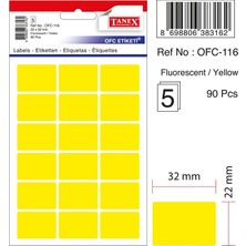 Mbb E-Ticaret Tanex OFC-116 Sarı 22X32 mm Ofis Etiketi-(***12 Adet***)