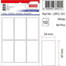 Mbb E-Ticaret Tanex OFC-121 34X67 mm Beyaz Ofis Etiketi-(***1 Adet***)
