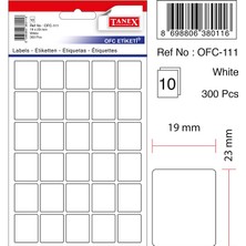 Mbb E-Ticaret Tanex OFC-111 19X23 mm Beyaz Ofis Etiketi-(***9 Adet***)