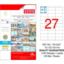 Mbb E-Ticaret Tanex 70X32,125 Laser Etiket TW-2027