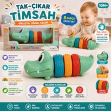 Erpa Oyuncak Montessori Timsah Oyuncağı | Tak Çıkar Duyusal Bebek Oyuncağı | Diş Kaşıyıcı ve Ince Motor Gelişim Oyuncağı | 10 Ay+