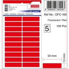 Mbb E-Ticaret Tanex OFC-109 Kırmızı 13X50 mm Ofis Etiketi 5 Li-(***9 Adet***)