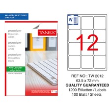 Mbb E-Ticaret Tanex 63,5X72 Laser Etiket TW-2012