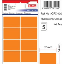 Mbb E-Ticaret Tanex OFC-120 Turuncu 34X52 mm Ofis Etiketi-(***12 Adet***)