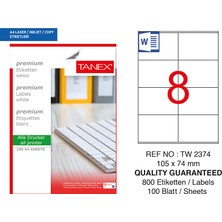 Mbb E-Ticaret Tanex 105X74,25 Laser Etiket TW-2374