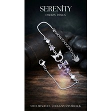 Serenity Kromi Figür Zirkon Taş Çelik Kaplama Bileklik