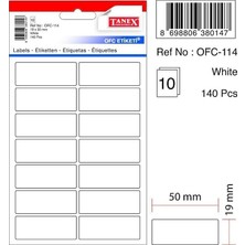 Mbb E-Ticaret Tanex OFC-114 19X50 mm Beyaz Ofis Etiketi-(***1 Adet***)