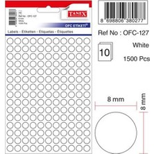 Mbb E-Ticaret Tanex OFC-127  8 mm Beyaz Ofis Etiketi Yuvarlak-(***6 Adet***)