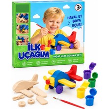 Ilk Uçağım Ahşap Uçak Boyama Seti – Boya ve Tasarla Yaratıcı Aktivite Oyuncağı 3+ Yaş