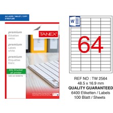 Mbb E-Ticaret Tanex 48,5X16,9 Laser Etiket TW-2564