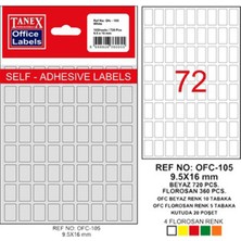 Mbb E-Ticaret Tanex OFC-105  9,5X16 mm Beyaz Ofis Etiketi-(***12 Adet***)
