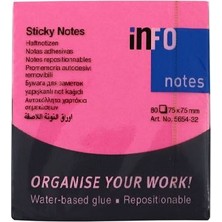 Mbb E-Ticaret Info Notes 75X75 Fosforlu Pembe Postit 80 Yp 565432-(***6 Adet***)