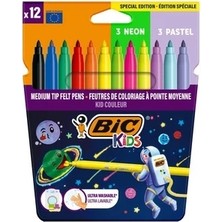 Mbb E-Ticaret Bic Cosmo 12 Renk Keçeli Kalem 6 Standart+ 3 Pastel+ 3 Neon Renk 301696