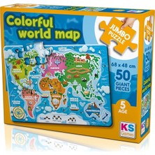 Mbb E-Ticaret Ks Jp 31015 Colorful World Map Jumbo Puzzle 50 Prç