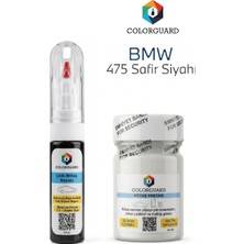 COLORGUARD BMW 475 Safir Siyahı İğneli & Fırçalı Şişe Rötuş Boyası ve Rötuş Pastası Seti