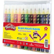 Mbb E-Ticaret Play-Doh KE018 Üçgen Fırça Uçlu Keçeli Kalem 12RENK