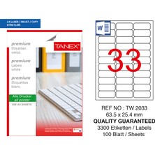 Mbb E-Ticaret Tanex 63,5X25,4 Laser Etiket TW-2033
