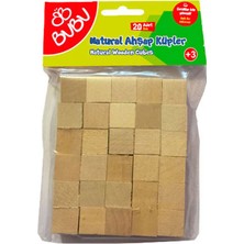Mbb E-Ticaret Bu-Bu HS0033 20 Prç Ahşap Küpler Natural-(***9 Adet***)