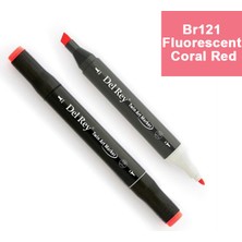 Mbb E-Ticaret Del Rey Twın Marker F121 Fluorescent Coral Red Çift Uçlu Grafik Kalemi MN-DR121-(***6 Adet***)