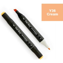 Mbb E-Ticaret Del Rey Twın Marker Y36 Cream Çift Uçlu Grafik Kalemi MN-DR036-(***9 Adet***)