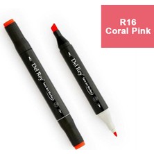 Mbb E-Ticaret Del Rey Twın Marker R16 Coral Pink Çift Uçlu Grafik Kalemi MN-DR016-(***9 Adet***)