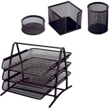 Mbb E-Ticaret Mimaks Ms-6 Metal Evrak Rafı + 3 Lü Masa Ofis Seti 6 Lı