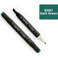 Mbb E-Ticaret Del Rey Twın Marker BG51 Dark Green Çift Uçlu Grafik Kalemi MN-DR051-(***12 Adet***)