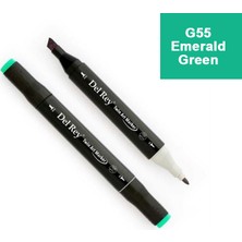 Mbb E-Ticaret Del Rey Twın Marker G55 Emerald Green Çift Uçlu Grafik Kalemi MN-DR055-(***3 Adet***)