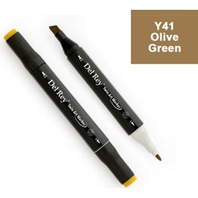 Mbb E-Ticaret Del Rey Twın Marker Y41 Olive Green  Çift Uçlu Grafik Kalemi MN-DR041-(***9 Adet***)