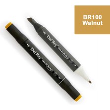 Mbb E-Ticaret Del Rey Twın Marker BR100 Walnut Çift Uçlu Grafik Kalemi MN-DR100-(***6 Adet***)