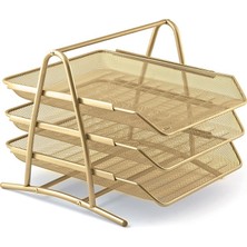 Mbb E-Ticaret Mas 523 Metal File 3 Lü Evrak Rafı Gold