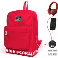 Mbb E-Ticaret Yaygan 24103 Coral Hıgh Sırt Çantası Usb+Aux