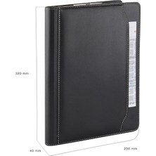 Mbb E-Ticaret 2k 532S Siyah Kapaklı Sekreterlik Padfolio Hesap Makinalı A4 100 Yaprak Kapasiteli Vegan 25X32 cm