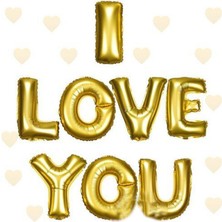 Efnaz Style I Love You Folyo Balon Altın Renk 35 cm