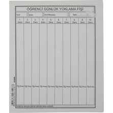 Mbb E-Ticaret Dilman Öğrenci Günlük Yoklama Fişi 10 Dersli 100LÜ-(***6 Adet***)
