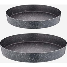altabi Granit Fırın Tepsisi Seti 36 - 32 cm Mükemmel Yapışmaz Yüzey