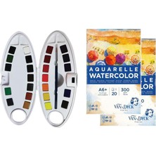 Mbb E-Ticaret Pebeo 300102 Watercolor Sulu Boya 24 Renk Oval Dizayn Set
