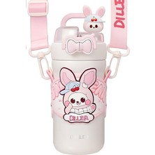 Mbb E-Ticaret Vagon Lıfe Paslanmaz Çelik Desenli Termos 490 ml D9363 - Pembe Tavşan