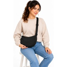 Harmela Siyah Ayarlanabilir Askılı Kadın Mini Omuz Çantası ve Çapraz Çanta Hrm 0068