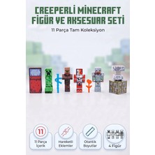 Farbu Oyuncak Creeper Minecraft 4 Karakter 7 Aksesuar 11 Parça Çocuk Figür Oyun Set
