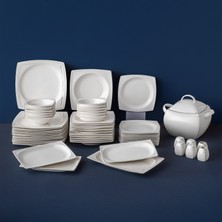 Emsan Zencerek Fine Bone 60-Piece 12-Person Square Dinnerware Set