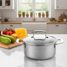 Emsan Pro Tri Ply Deep Pot Steel 20 cm