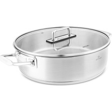 Emsan Grace Induction Base Steel Shallow Casserole Pot 28 cm