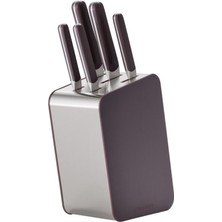 Berghoff Home Elements 6-Piece Knife Block Set Peppercorn