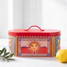 Baci Milano Dolce Vita Sun-Pattern Stainless Steel Vacuum Bread Box 34 x 18 Cm, H 15 cm