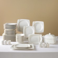 Karaca Square Bone X5 60-Piece 12-Person Square Dinnerware Set Gold