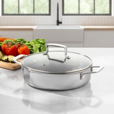 Emsan Pro Tri Ply Shallow Casserole Pot Steel 24 cm